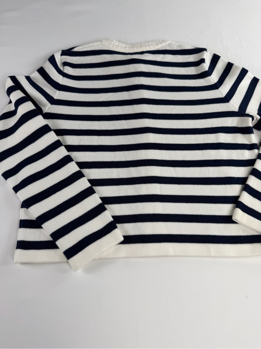 J. Crew Nautical Inspired Navy and White Striped - Gold Button Cardigan  NWT -Sm - Picture 9 of 16